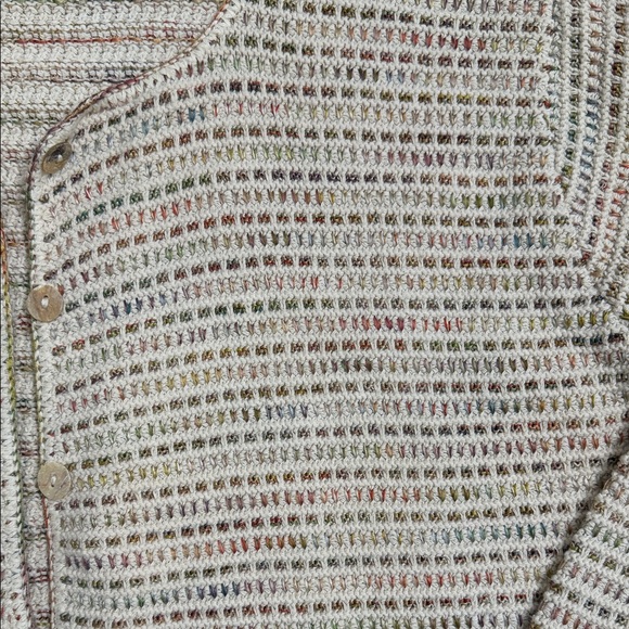 Vintage Reba Rose Knit Multicolored Cardigan Sweater 100 Percent Cotton - Picture 4 of 7
